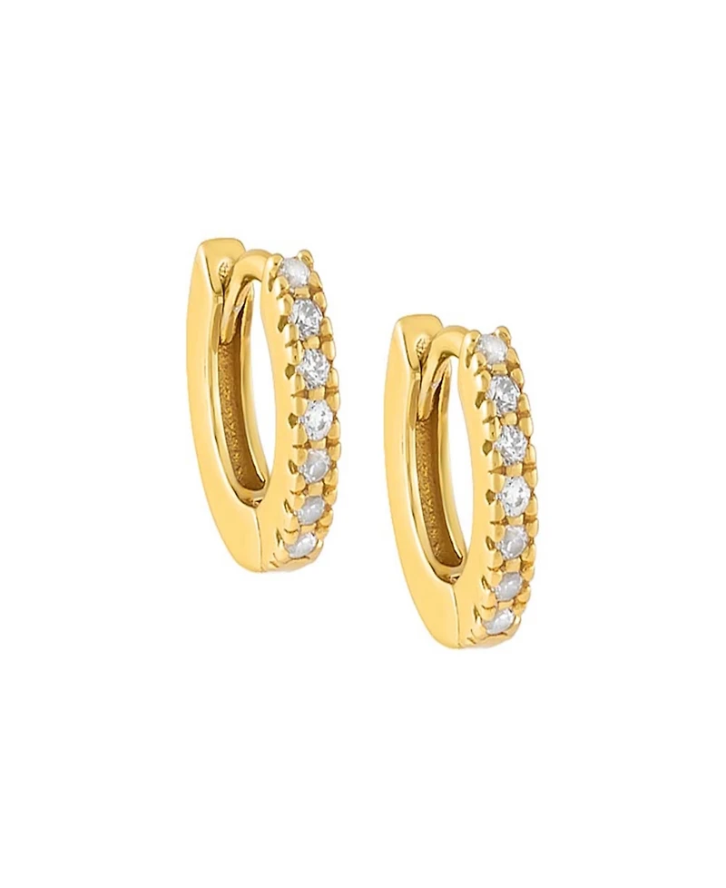 Cubic Zirconia Mini Huggie Earring 14k Gold Plated Over Sterling Silver