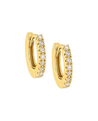Cubic Zirconia Mini Huggie Earring 14k Gold Plated Over Sterling Silver