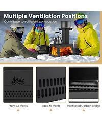 Mecale Patented Portable Wood Camping Burning Stove Heater with 2 Cooking Positions