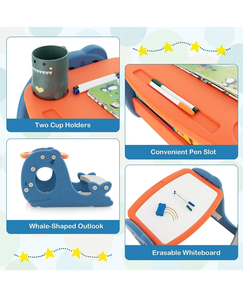 Mecale Convertible Kids Activity Table Set Toddler Easel with Erasable Whiteboard