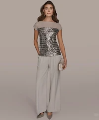 Donna Karan New York Women's Embellished Short-Sleeve Top