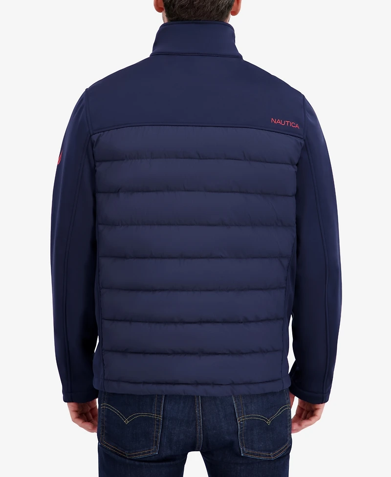 Nautica Men's Transitional Mixed Media Zip Front Jacket