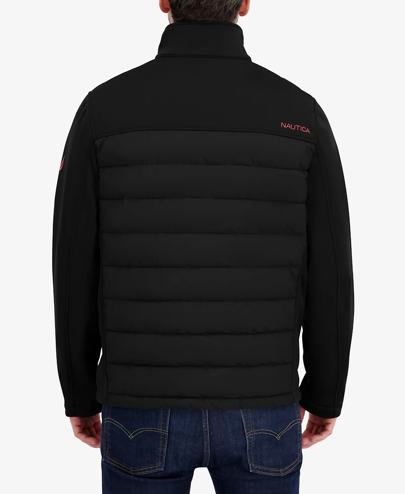 Nautica Men's Transitional Mixed Media Zip Front Jacket