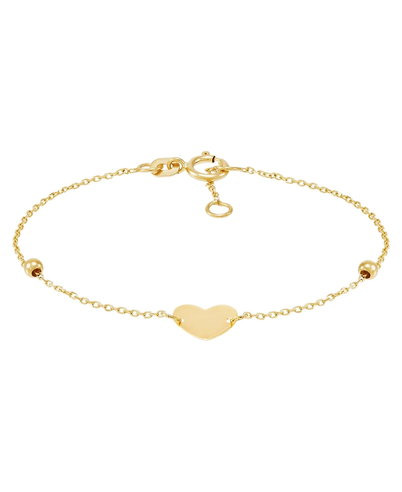 Italian Gold Heart Bracelet in 14k Yellow Gold