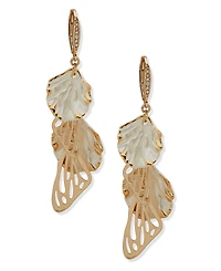 lonna & lilly Glass and Plastic Stone Petal Linear Earrings