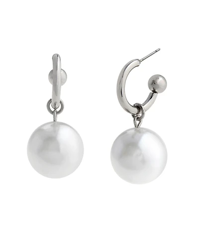 Steve Madden Faux Cultured Pearl Charm Huggie Earrings