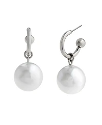 Steve Madden Faux Cultured Pearl Charm Huggie Earrings