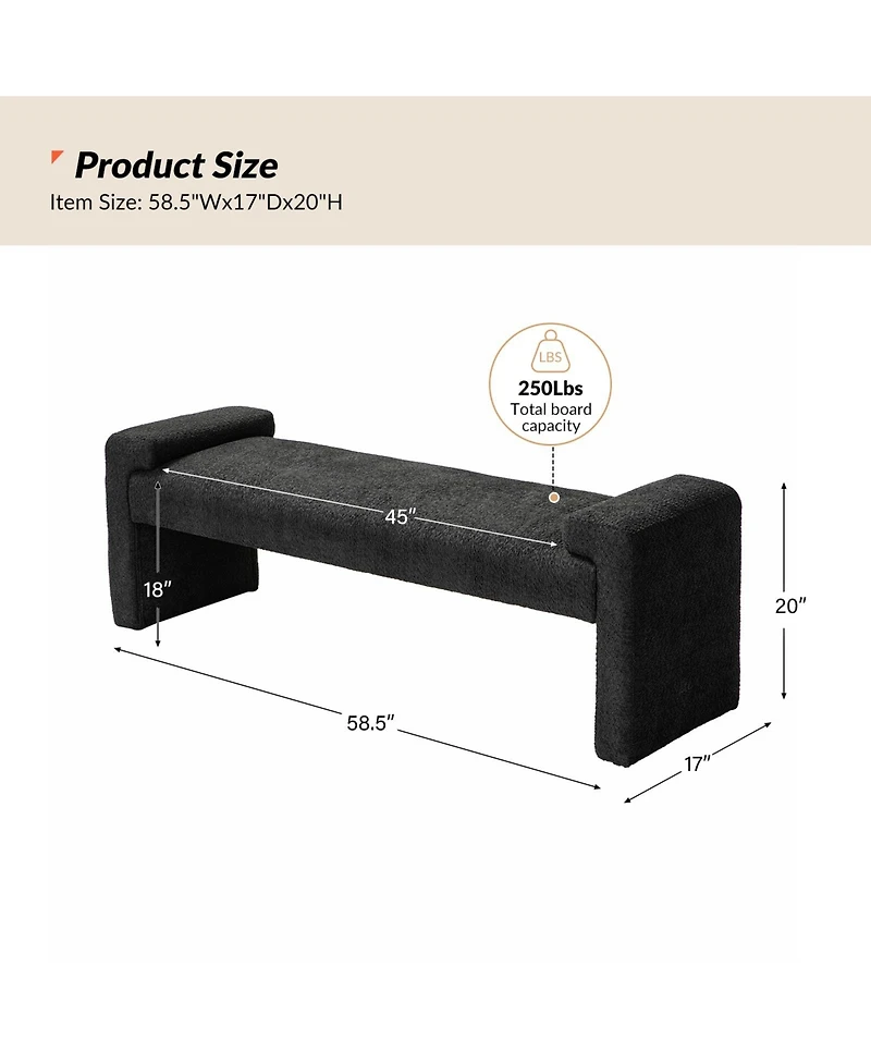 Hulala Home Modern Roland Upholstered Bench