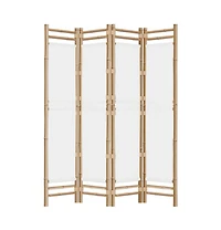 vidaXL Folding 4-Panel Room Divider 63" Bamboo and Canvas