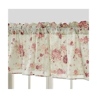 Greenland Home Antique Rose Floral Pinstripe with Dainty Scrolling Embellishments Valance 84"x19" Blue
