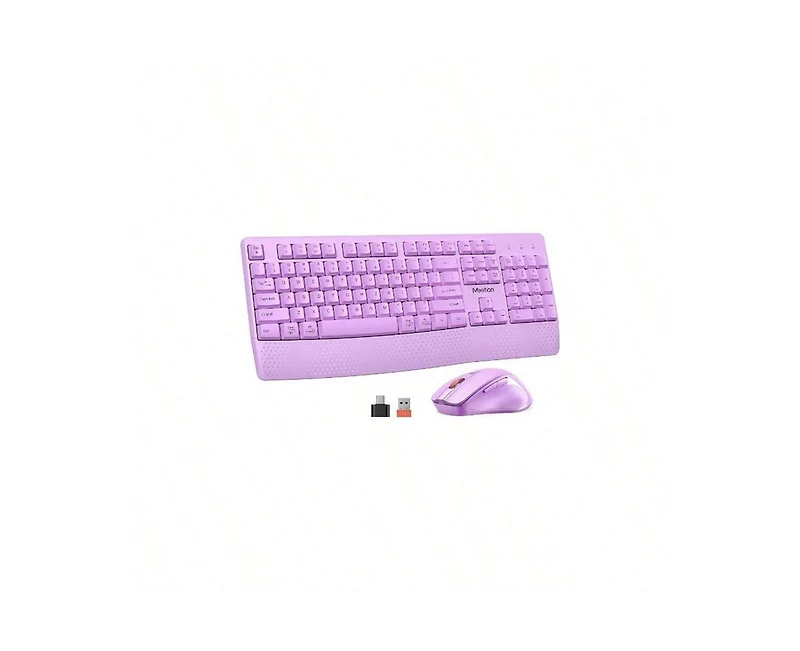 risokeys Wireless Combo, Full-Sized Keyboard with Wrist Rest & 3 Dpi Mouse, 2.4G, Compatible with Pc/Laptop/Computer, Purple