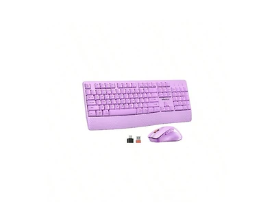 risokeys Wireless Combo, Full-Sized Keyboard with Wrist Rest & 3 Dpi Mouse, 2.4G, Compatible with Pc/Laptop/Computer, Purple