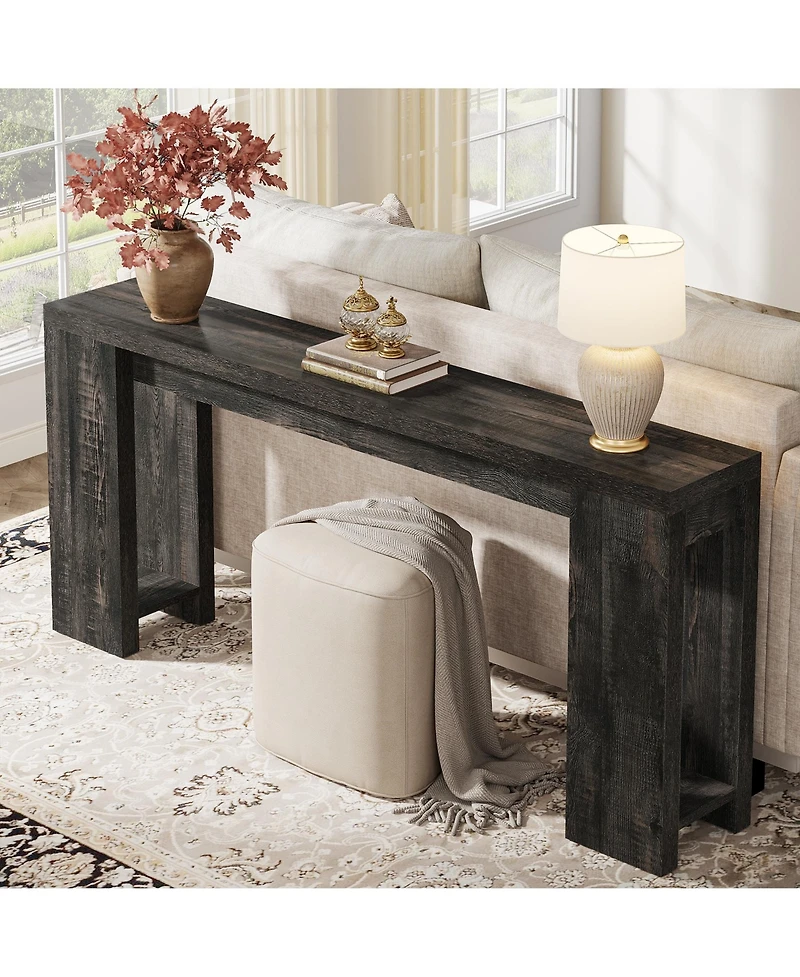 Tribesigns 70.9-Inch Long Console Table, Farmhouse Wooden Entryway Sofa Table Behind Couch, Narrow Entry Console