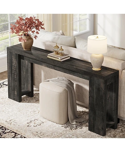 Tribesigns 70.9-Inch Long Console Table, Farmhouse Wooden Entryway Sofa Table Behind Couch