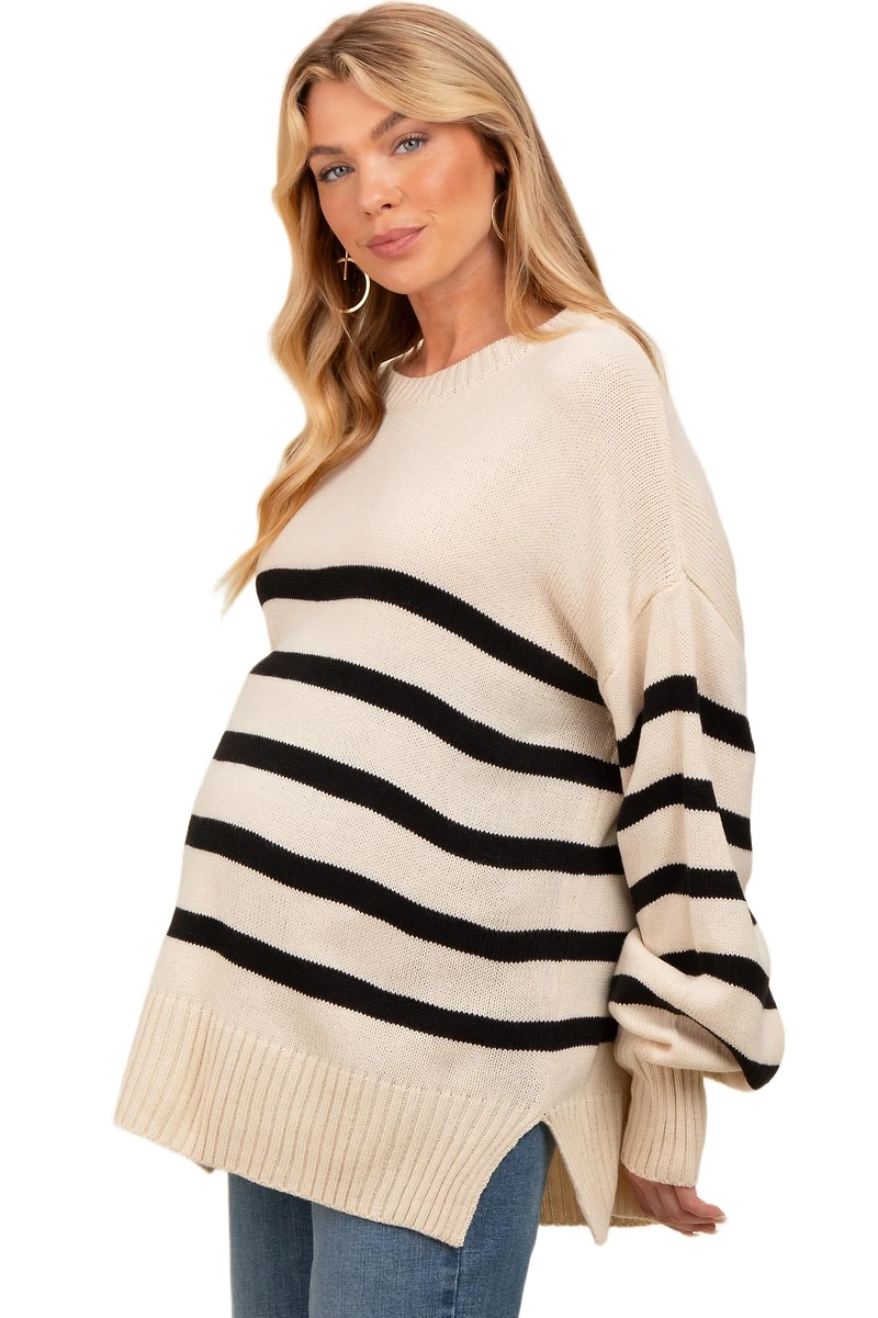 Pinkblush Women's Striped Oversized Side Slit Sweater