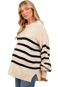 Pinkblush Women's Striped Oversized Side Slit Sweater