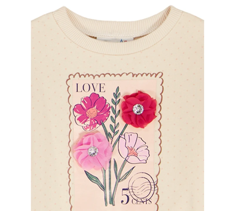 Kids Headquarters Girls Toddler 2T-4T Crewneck Top and Leggings Pants, 2-Piece Set