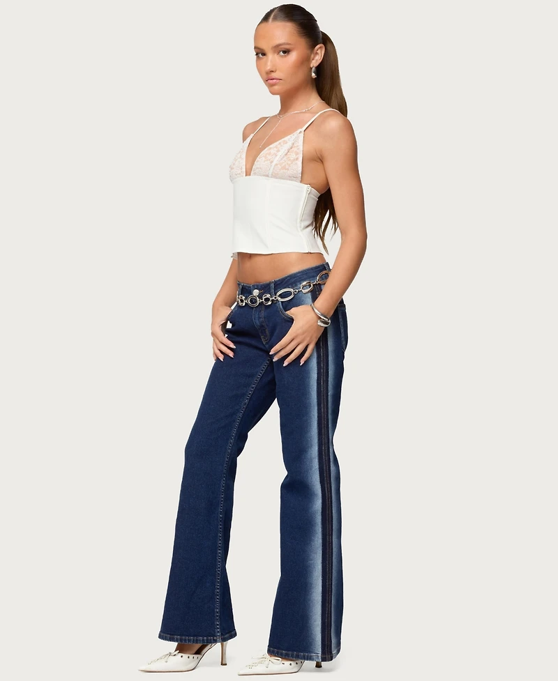 Edikted Women's Keesha Lacey Boned V Neck Top