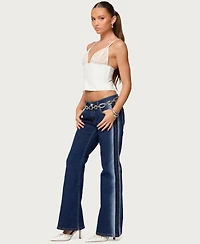 Edikted Women's Keesha Lacey Boned V Neck Top