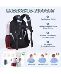 Batfox Kids Backpack, 16'' Lightweight School Backpack for Boys Girls,Casual Bookbag for Primary Elementary Middle School,Age 5-14，Pink,Large S