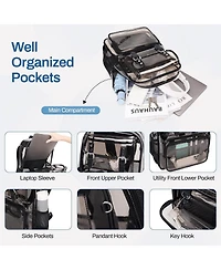 Batfox Clear Backpack Heavy Duty, Pvc Clear Bookbag Transparent Backpack See Through Bag for Stadium College for Adult Men Women, Semi-Black