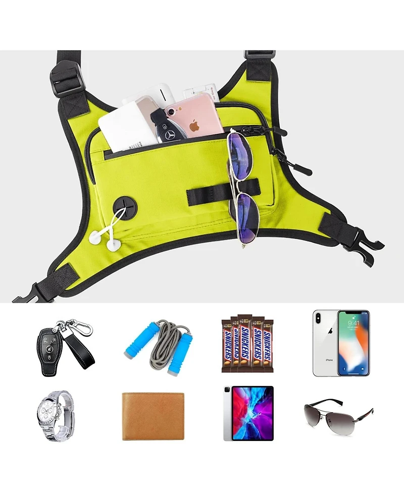 Lightweight Running Chest Pack: Outdoor Sports Vest Bag with Phone Holder for Cycling, Hiking, Workout, Skiing - Men & Women (Lemon