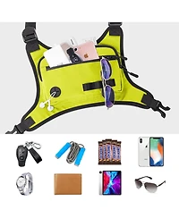 Lightweight Running Chest Pack: Outdoor Sports Vest Bag with Phone Holder for Cycling, Hiking, Workout, Skiing - Men & Women (Lemon