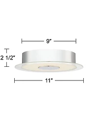 Possini Euro Design Crystal Sand Modern Ceiling Light Flush-Mount Fixture 11" Wide Chrome Led Round Clear Acrylic Ring for Bedroom Kitchen Living Room