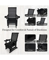 Mega Casa Patio Glider with Cup Holders, High Roll Back and Deep Contoured Seat, Heavy Duty 600 Lbs (1-Seater)