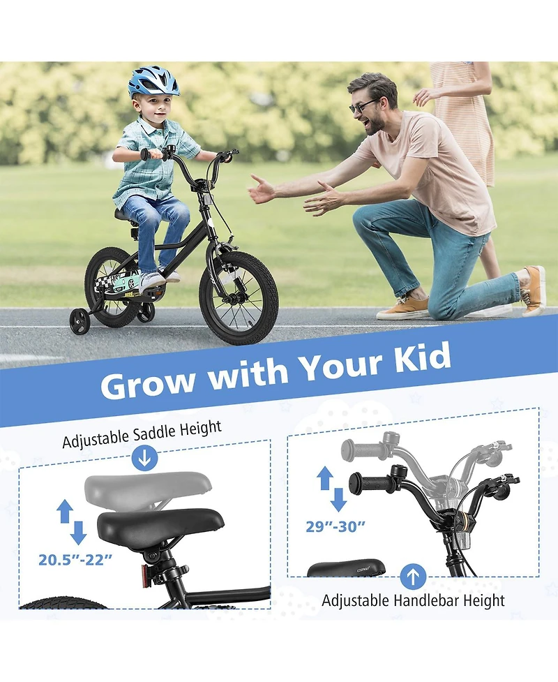Sugift 16 Inch Kids Bike Adjustable for 3-8 Years Old with Low-Step Frame