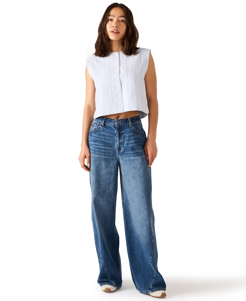 Steve Madden Women's Alessa Sleeveless Button Front Top