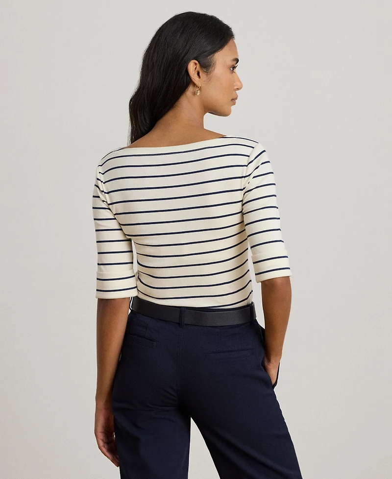 Lauren Ralph Women's Striped Boat Neck T-Shirt