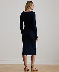 Lauren Ralph Women's Button Trim Rib Knit Dress