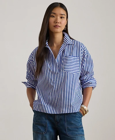Lauren Ralph Women's Striped Crop Shirt
