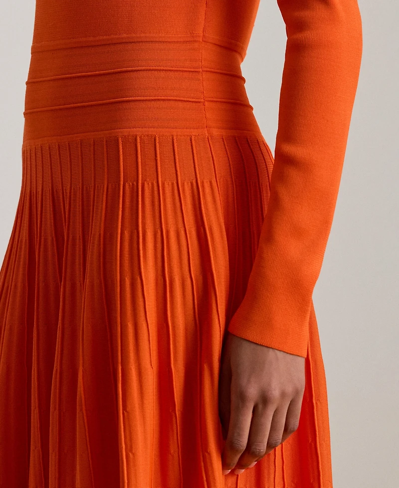 Lauren Ralph Women's Pleated Fit & Flare Boat Neck Dress