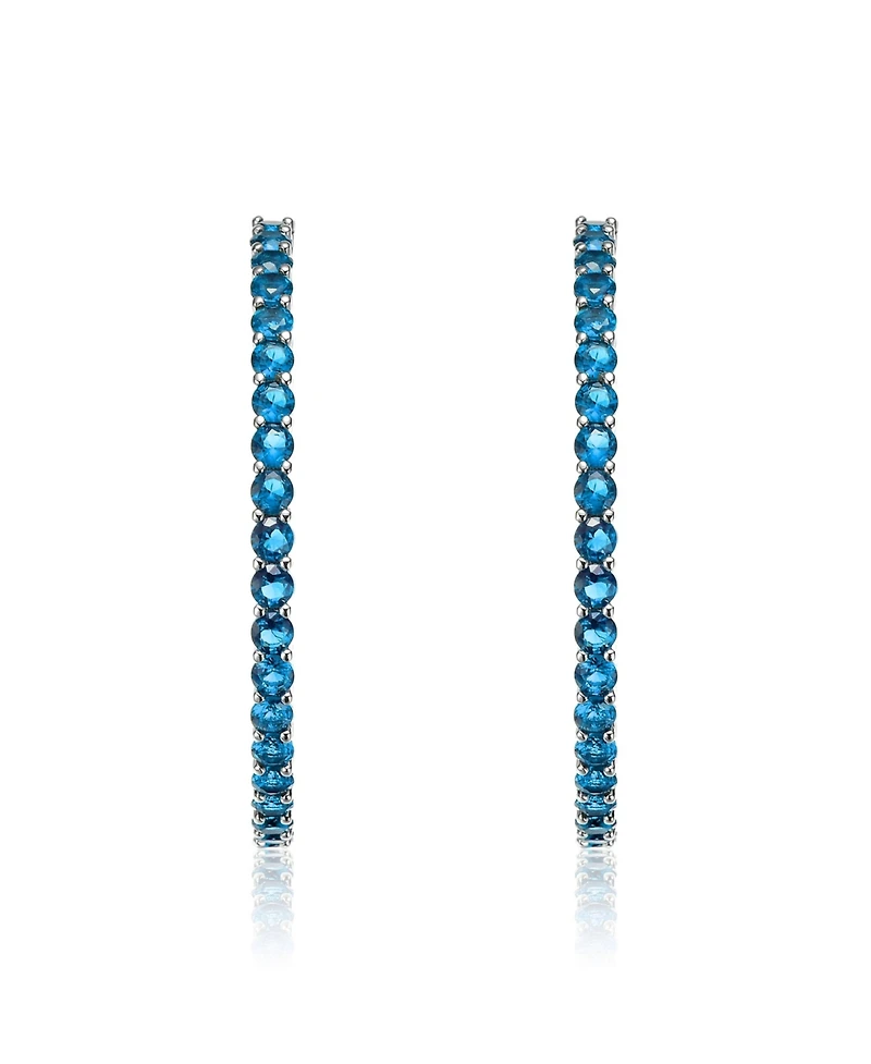 Rhodium Plated Cubic Zirconia Hoop Earrings