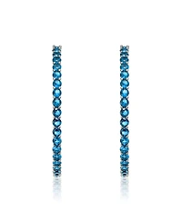 Rhodium Plated Cubic Zirconia Hoop Earrings