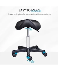 Homcom Adjustable Hydraulic Rolling Salon Stool Swivel Saddle Stool Spa Beauty - Style 2