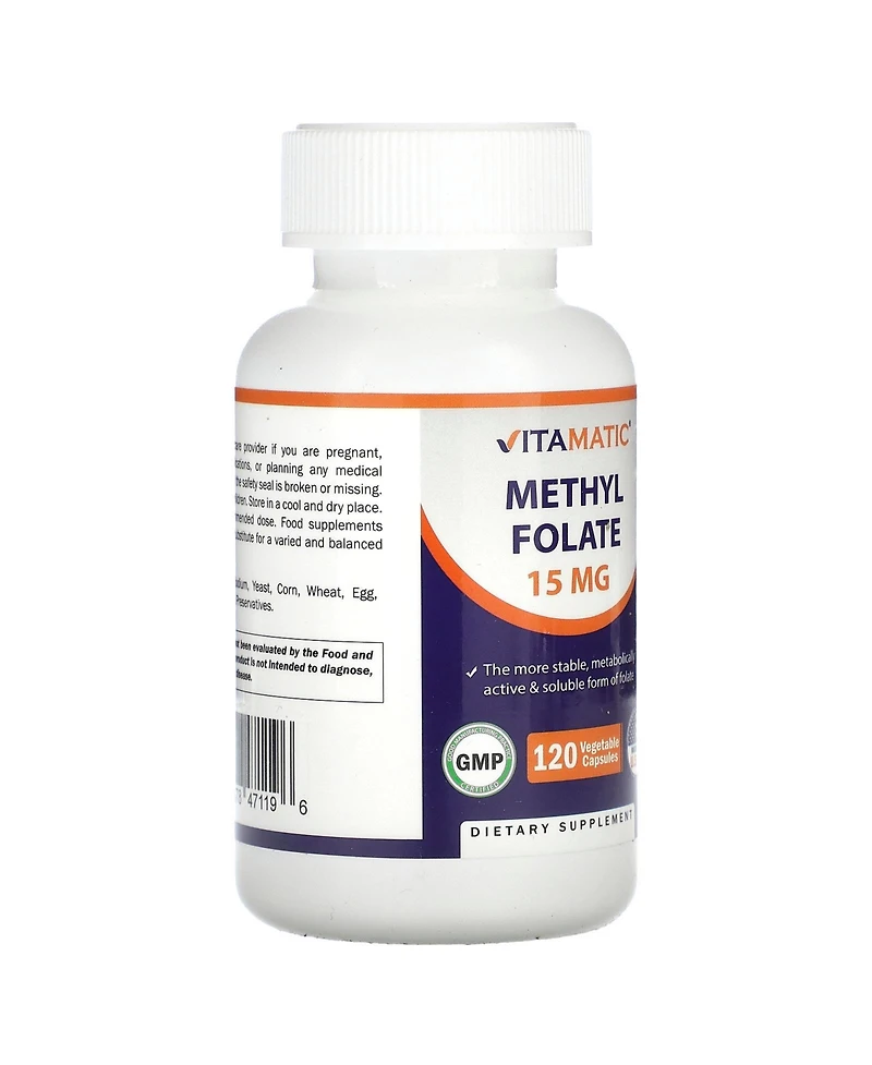 Vitamatic Methyl Folate 15mg - 120 Vegetable Capsules