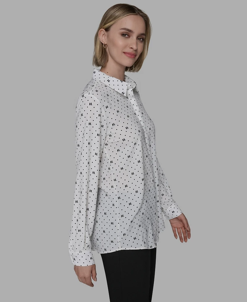 Karl Lagerfeld Paris Women's Collared Neck Top