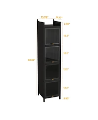 Casainc Modern Four-Tier Glass Door Cabinet with Five-Tier Storage for Living Room, Dining, Entryway, or Bathroom