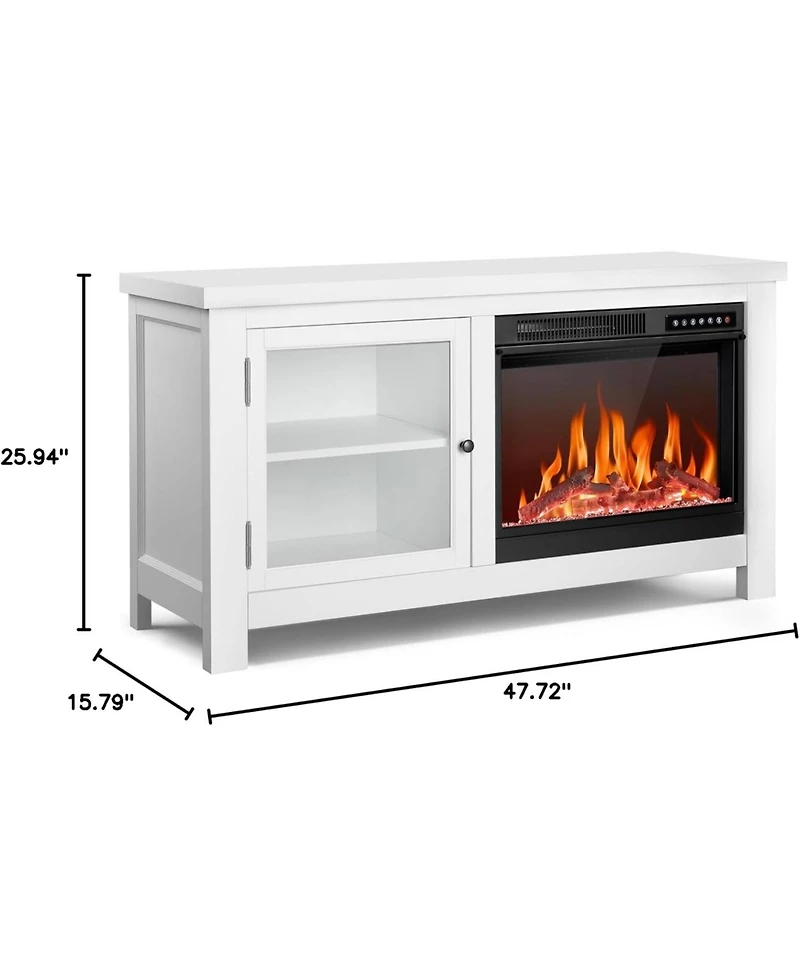 Cowsar 48" Electric Fireplace with Wood Mantel, Freestanding Fireplace with Remote Control, Fireplace Tv Stand, Adjustable Led Flame, 750W/1500W