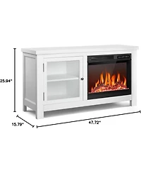 Cowsar 48" Electric Fireplace with Wood Mantel, Freestanding Fireplace with Remote Control, Fireplace Tv Stand, Adjustable Led Flame, 750W/1500W