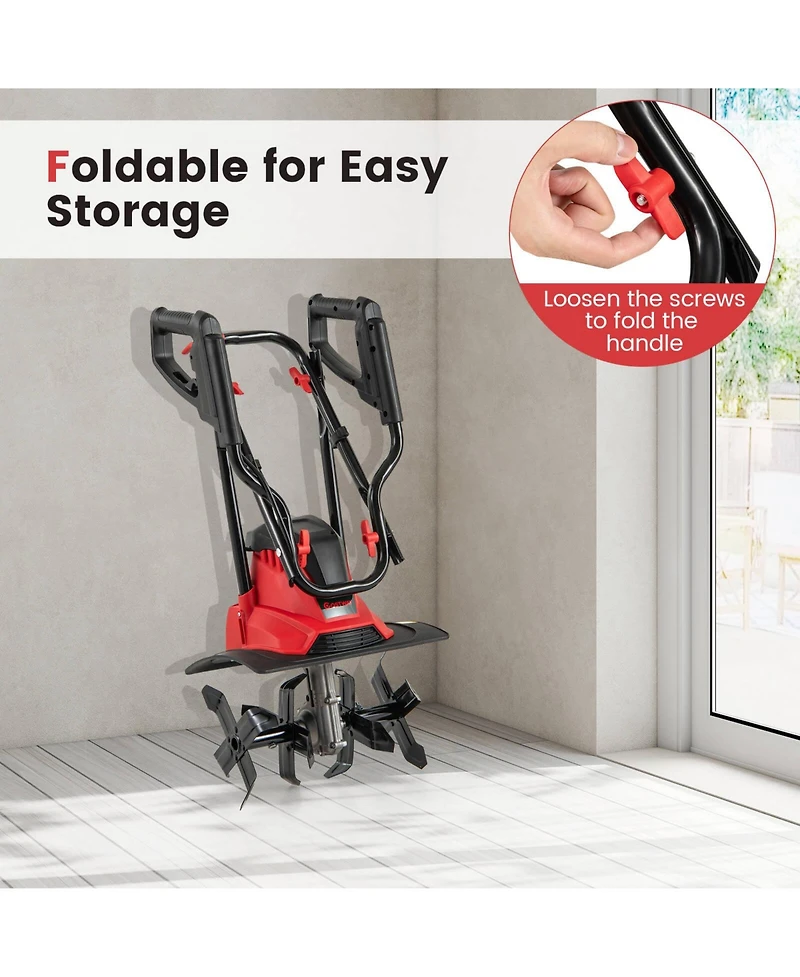 Costway Ironmax Corded Electric Tiller Cultivator, 10 Amp Powerful Foldable Garden Rototiller