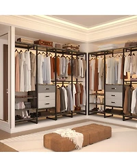 Aheaplus 74'' Closet Organizer with Wood Drawers