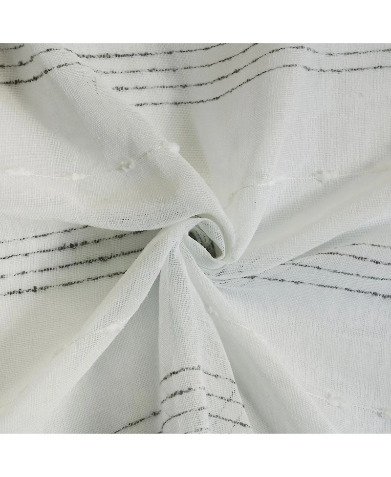 Habitat 100% Polyester Jasper Sheer Faux Linen Stripe Grommet Curtain Panel 52" x 108" White