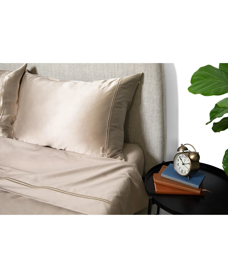 Mismatch 4-Pc. California King Sheet & Silk Pillowcase Set