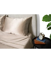 Mismatch 4-Pc. California King Sheet & Silk Pillowcase Set