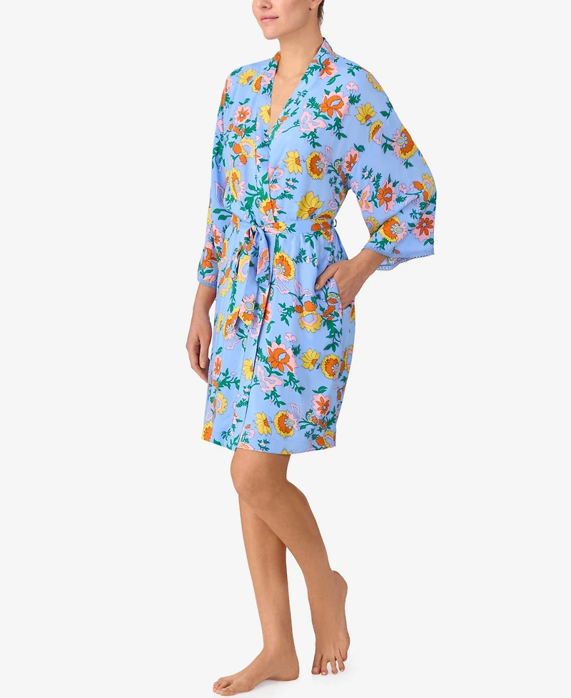 Sanctuary Women's Wrap Around Long-Sleeve Short Robe