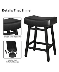 Dyhome Bar Stools Set of 2, 28 Inches Modern Counter Height with Curved Back Metal Legs, Upholstered Tall Barstools for Kitchen Island, Caf